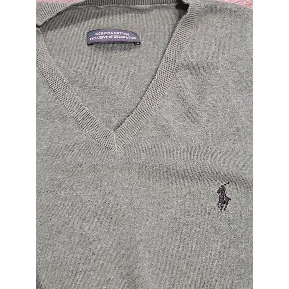 Ralph lauren Pima cotton hunter green mens pullover v neck light sweater large - Picture 1 of 10